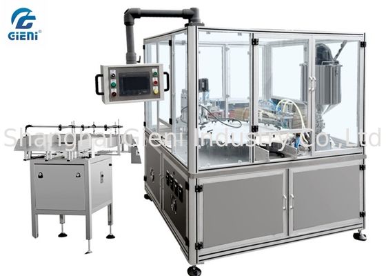PLC Kontrol Penuh Otomatis Lotion Filling Machine Jenis Rotary Dengan Turn Table
