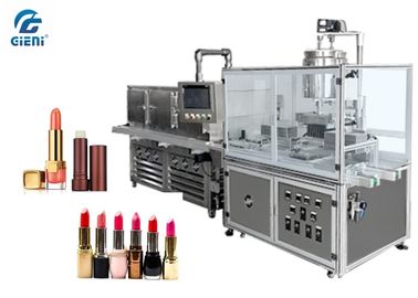 Harga yang bagus 10 Nozel Semi Automatic Lipbalm Filling Machine Untuk Bahan Powder Mutiara, dengan Chilling Tunnel on line
