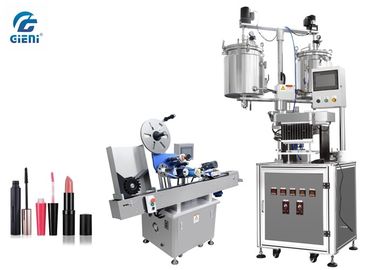 Harga yang bagus Semi - Otomatis 12 Cavities Lip Balm Filling Machine Dengan Auto Labeller, 20L Dual Tank on line