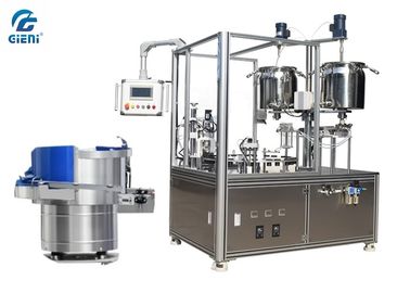 Harga yang bagus Rotary Type Mascara Filling And Capping Machine Dengan Vibration Table on line