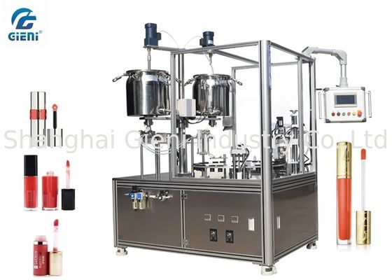 High Precision Kosmetik Filling Machine 2 Kepala Dengan Motor Servo Untuk Lip Gloss