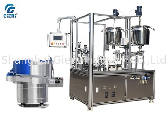 Rotary Type Mascara Filling And Capping Machine Dengan Vibration Table