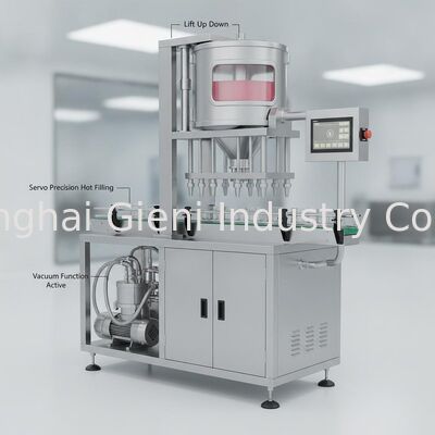 Servo Driven Precision Hot Filling Machine dengan Tank Lift Up Down dan Vacuum Function untuk Cosmetic Filling