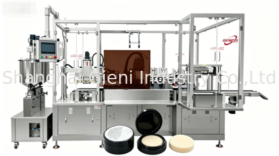 Mesin Pengisian Bantal Sponge NBR Berkecepatan Tinggi dengan 48 PCS / Min Output dan Empat Nozzle Servo Pengisian untuk Produksi Kosmetik Korea