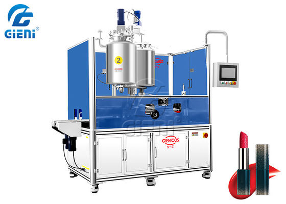 Harga yang bagus 20L Basket 10 Nozel Hot Lip Balm Filling Machine Didorong Silinder on line